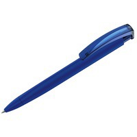 Ручка пластиковая темно-синяя из пластика шариковая трехгранная TRINITY K transparent GUM soft-touch