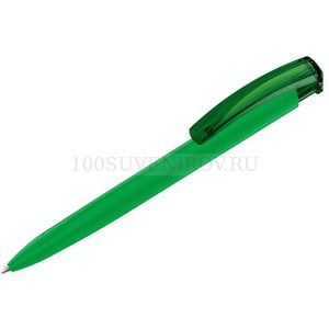 Фото Ручка пластиковая шариковая трехгранная TRINITY K transparent GUM soft-touch «UMA» (темно-зеленый)