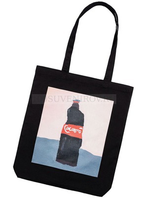 Фото Холщовая сумка черная "КОЛА" с флексом