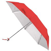 Зонт складной красный с серебристым из полиэстера SILVERLAKE, красный
