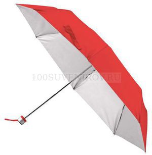 Фото Складной зонт красный с серебристым из полиэстера SILVERLAKE, красный