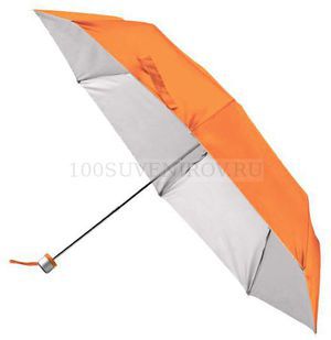 Фото Складной зонт оранжевый с серебристым из полиэстера SILVERLAKE, оранжевый