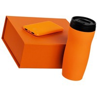Набор оранжевый из пластика FORMATION: зарядник и термокружка