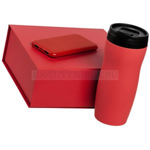 Фото Красный набор из пластика FORMATION: зарядник и термокружка