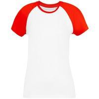 Картинка Футболка женская T-bolka Bicolor Lady, белая с красным S