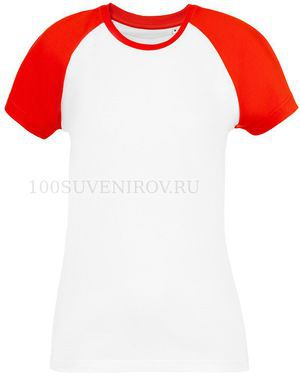 Фото Женская футболка белая с красным T-BOLKA BICOLOR LADY, размер S