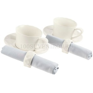 Фото Чайный белый набор из фарфора DIAMANTE BIANCO из фарфора на 2 персоны: две чайные пары, две салфетки