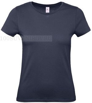 Фото Эксклюзивная женская футболка E150 темно-синяя с вышивкой, размер S
