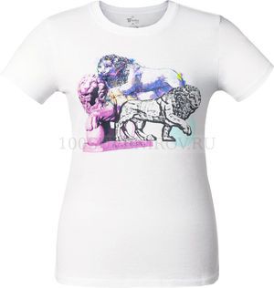Фото Женская футболка белая LIONME, с флексом, размер S