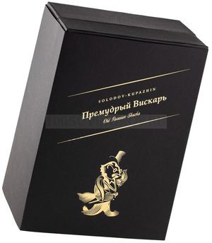 Фото Модный набор для виски "ПРЕМУДРЫЙ ВИСКАРЬ": два стакана для виски, камни для виски, галстук-бабочка, открытка