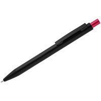 Ручка шариковая черная с красным из металла CHROMATIC
