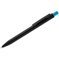 Ручка шариковая черная с голубым из металла CHROMATIC