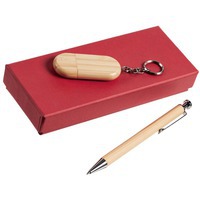 Деловой набор деревянный STYLOS с ручкой и флешкой
