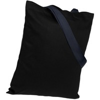 Изображение Холщовая сумка BrighTone, черная с темно-синими ручками