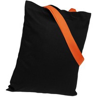 Фото Холщовая сумка BrighTone, черная с оранжевыми ручками