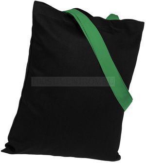 Фото Холщовая сумка черная с зелеными ручками BRIGHTONE