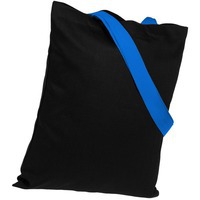 Изображение Холщовая сумка BrighTone, черная с ярко-синими ручками