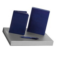 Набор синий из пластика NEBRASKA TRIO: недатирпованный ежедневник, визитница, ручка