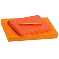 Набор оранжевый из пластика BRAND TONE: недатированный ежедневник, ручка