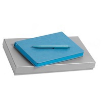 Набор голубой из кожи BRAND TONE: недатированный ежедневник, ручка