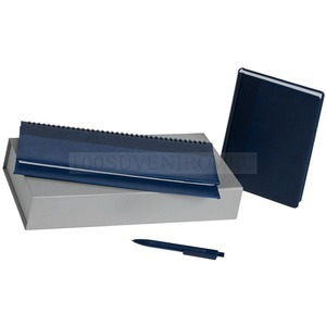 Фото Синий набор из пластика BRAND PLANNER: недатированный ежедневник, датированный планинг, ручка