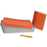 Набор оранжевый из пластика BRAND PLANNER: недатированный ежедневник, датированный планинг, ручк