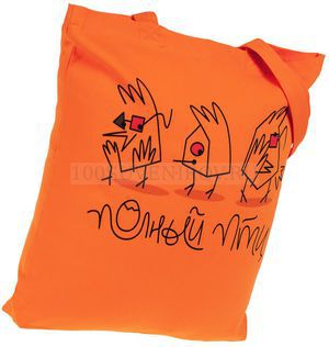 Фото Холщовая сумка оранжевая "ПОЛНЫЙ ПТЦ" с шелкографией