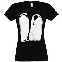 Картинка Футболка женская Like a Penguin, черная S компании Принтэссенция