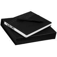 Деловой набор черный из пластика TYRES Soft Touch: недатированный ежедневник, ручка