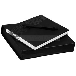 Фото Деловой черный набор из пластика TYRES Soft Touch: недатированный ежедневник, ручка
