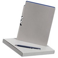 Набор серебристо-синий из кожи FLEXPEN: недатированный ежедневник, ручка