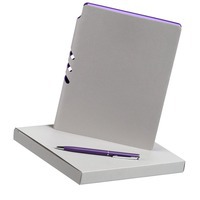 Набор серебристо-фиолетовый из кожи FLEXPEN: недатированный ежедневник, ручка