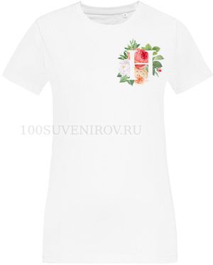 Фото Женская футболка белая "ЦВЕТОЧНАЯ АЗБУКА: Н", размер S