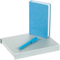 Набор голубой из кожи BRIGHT IDEA: блокнот, ручка