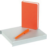 Набор оранжевый из пластика BRIGHT IDEA: блокнот, ручка