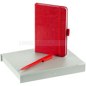 Фото Красный набор из кожи OFFICE HELPER с блокнотом и ручкой