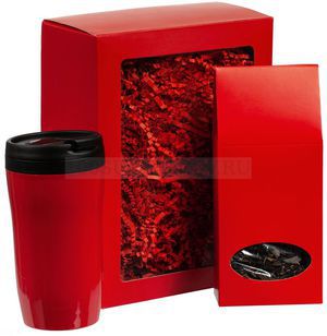 Фото Подарочный красный набор из пластика TAIGA: термостакан, чай Таежный сбор