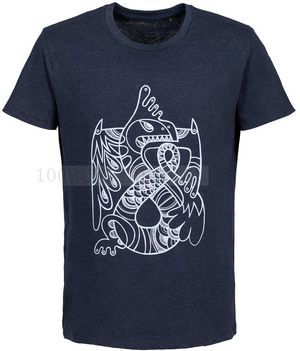 Фото Мужская футболка синяя меланж "КЕТЦАЛЬКОАТЛЬ" под вышивку, размер S
