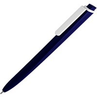 Ручка шариковая темно-синяя с белым из пластика Pigra P02 Mat