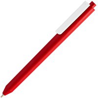Ручка шариковая красная с белым из пластика Pigra P03 Mat