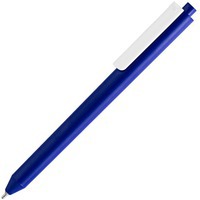 Ручка шариковая темно-синяя с белым из пластика Pigra P03 Mat