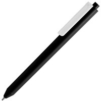 Ручка шариковая черная с белым из пластика Pigra P03 Mat