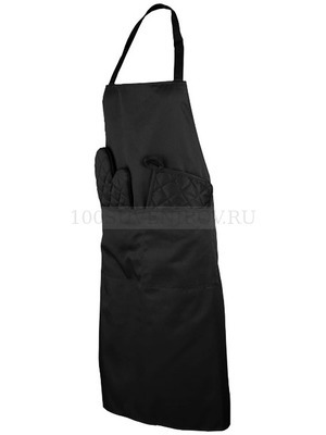 Фото Подарочный набор для кухни DILA: фартук, прихватка, рукавица (хлопок, полиэстер).  «Avenue» (черный)