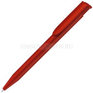 Фото Красная ручка из пластика шариковая HAPPY, синие чернила, d1 х 14,3 см