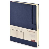 Изображение Фирменный недатированный синий ежедневник МАРСЕЛЬ A5 с петлей для ручки и карманом для визиток, 14,7 х 21,2 см 