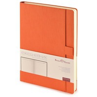 Изображение Фирменный недатированный оранжевый ежедневник МАРСЕЛЬ A5 с петлей для ручки и карманом для визиток, 14,7 х 21,2 см 