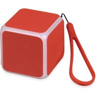Колонка портативная красная из силикона CUBE с подсветкой