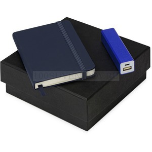 Фото Подарочный набор синий из металла To go с блокнотом А6 и зарядным устройством