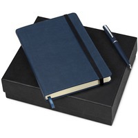 Набор подарочный темно-синий из металла MEGAPOLIS VELVET: недатированный ежедневник А5, ручка шариковая