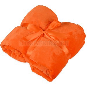 Фото Мягкий плед оранжевый из флиса флисовый FANCY